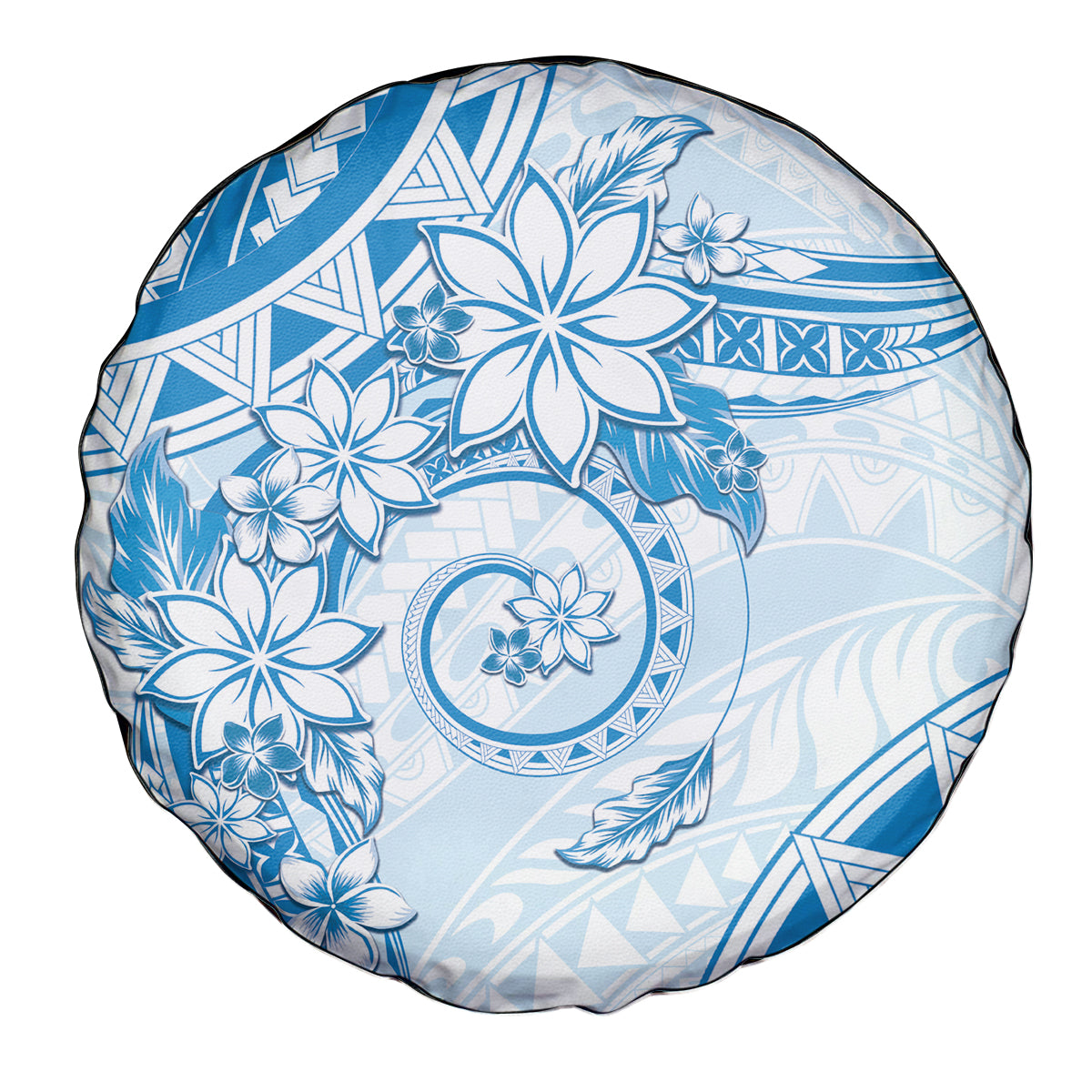 Polynesian Pattern With Plumeria Flowers Spare Tire Cover Blue LT05 - Polynesian Pride