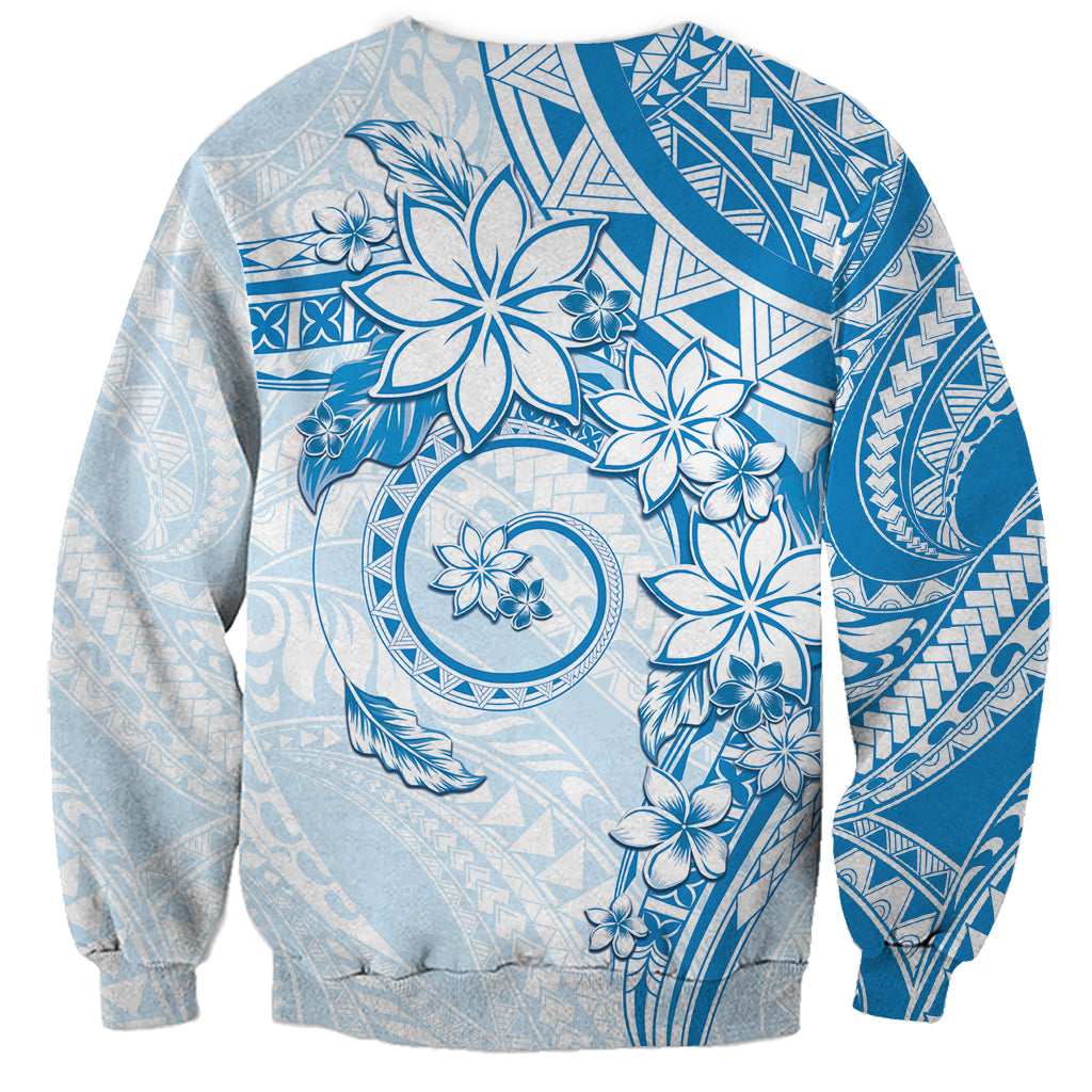 Polynesian Pattern With Plumeria Flowers Sweatshirt Blue LT05 - Polynesian Pride