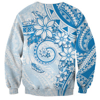 Polynesian Pattern With Plumeria Flowers Sweatshirt Blue LT05 - Polynesian Pride