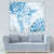 Polynesian Pattern With Plumeria Flowers Tapestry Blue