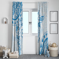 Polynesian Pattern With Plumeria Flowers Window Curtain Blue LT05 - Polynesian Pride
