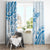 Polynesian Pattern With Plumeria Flowers Window Curtain Blue