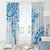 Polynesian Pattern With Plumeria Flowers Window Curtain Blue