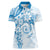 Polynesian Pattern With Plumeria Flowers Women Polo Shirt Blue