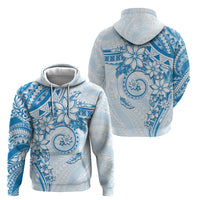 Polynesian Pattern With Plumeria Flowers Zip Hoodie Blue