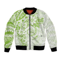 Polynesian Pattern With Plumeria Flowers Bomber Jacket Lime Green LT05 Unisex Lime Green - Polynesian Pride
