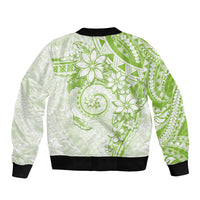 Polynesian Pattern With Plumeria Flowers Bomber Jacket Lime Green LT05 - Polynesian Pride