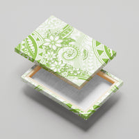 Polynesian Pattern With Plumeria Flowers Canvas Wall Art Lime Green LT05 - Polynesian Pride