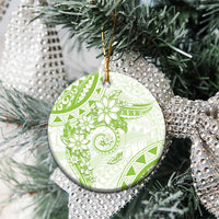 Polynesian Pattern With Plumeria Flowers Ceramic Ornament Lime Green LT05 - Polynesian Pride