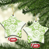 Polynesian Pattern With Plumeria Flowers Ceramic Ornament Lime Green LT05 Star Lime Green - Polynesian Pride