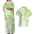 Polynesian Pattern With Plumeria Flowers Couples Matching Off Shoulder Maxi Dress and Hawaiian Shirt Lime Green