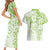 Polynesian Pattern With Plumeria Flowers Couples Matching Short Sleeve Bodycon Dress and Hawaiian Shirt Lime Green