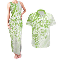 Polynesian Pattern With Plumeria Flowers Couples Matching Tank Maxi Dress and Hawaiian Shirt Lime Green LT05 Lime Green - Polynesian Pride