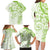 Polynesian Pattern With Plumeria Flowers Family Matching Long Sleeve Bodycon Dress and Hawaiian Shirt Lime Green