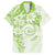 Polynesian Pattern With Plumeria Flowers Family Matching Long Sleeve Bodycon Dress and Hawaiian Shirt Lime Green