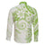 Polynesian Pattern With Plumeria Flowers Family Matching Long Sleeve Bodycon Dress and Hawaiian Shirt Lime Green