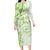 Polynesian Pattern With Plumeria Flowers Family Matching Long Sleeve Bodycon Dress and Hawaiian Shirt Lime Green