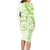 Polynesian Pattern With Plumeria Flowers Family Matching Long Sleeve Bodycon Dress and Hawaiian Shirt Lime Green