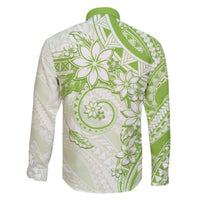 Polynesian Pattern With Plumeria Flowers Family Matching Mermaid Dress and Hawaiian Shirt Lime Green