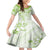 Polynesian Pattern With Plumeria Flowers Family Matching Off The Shoulder Long Sleeve Dress and Hawaiian Shirt Lime Green