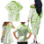 Polynesian Pattern With Plumeria Flowers Family Matching Off The Shoulder Long Sleeve Dress and Hawaiian Shirt Lime Green