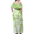 Polynesian Pattern With Plumeria Flowers Family Matching Off Shoulder Maxi Dress and Hawaiian Shirt Lime Green