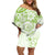 Polynesian Pattern With Plumeria Flowers Family Matching Off Shoulder Short Dress and Hawaiian Shirt Lime Green