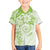 Polynesian Pattern With Plumeria Flowers Family Matching Off Shoulder Short Dress and Hawaiian Shirt Lime Green