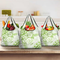 Polynesian Pattern With Plumeria Flowers Grocery Bag Lime Green LT05 3-pack One Size Lime Green - Polynesian Pride