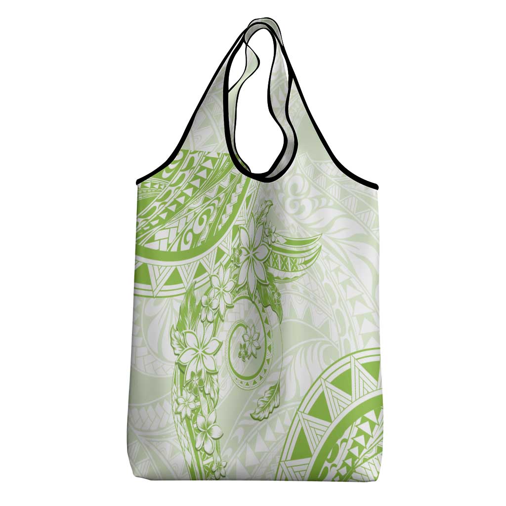 Polynesian Pattern With Plumeria Flowers Grocery Bag Lime Green LT05 - Polynesian Pride