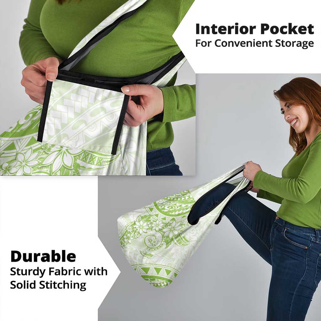 Polynesian Pattern With Plumeria Flowers Grocery Bag Lime Green LT05 - Polynesian Pride