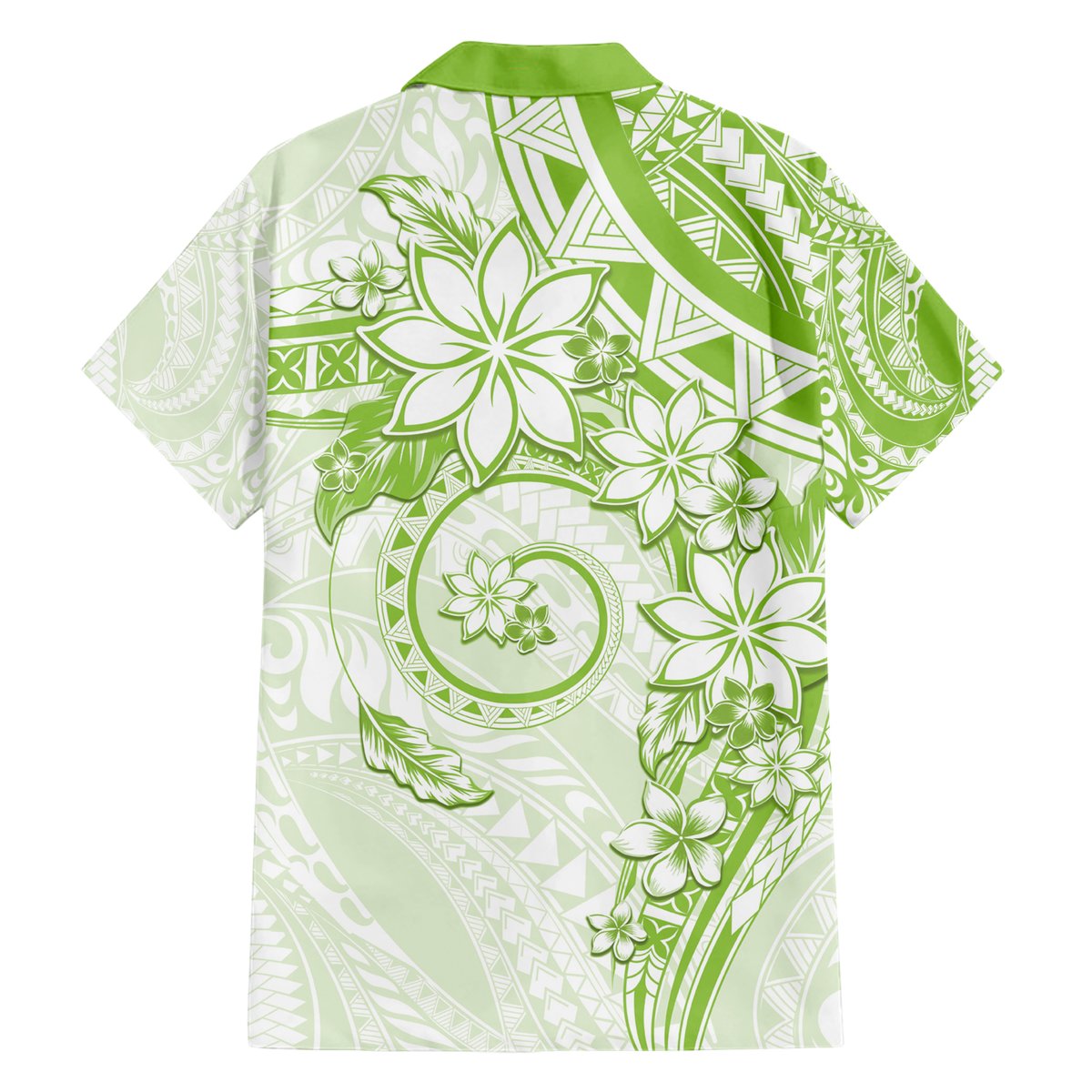 Polynesian Pattern With Plumeria Flowers Hawaiian Shirt Lime Green LT05 - Polynesian Pride