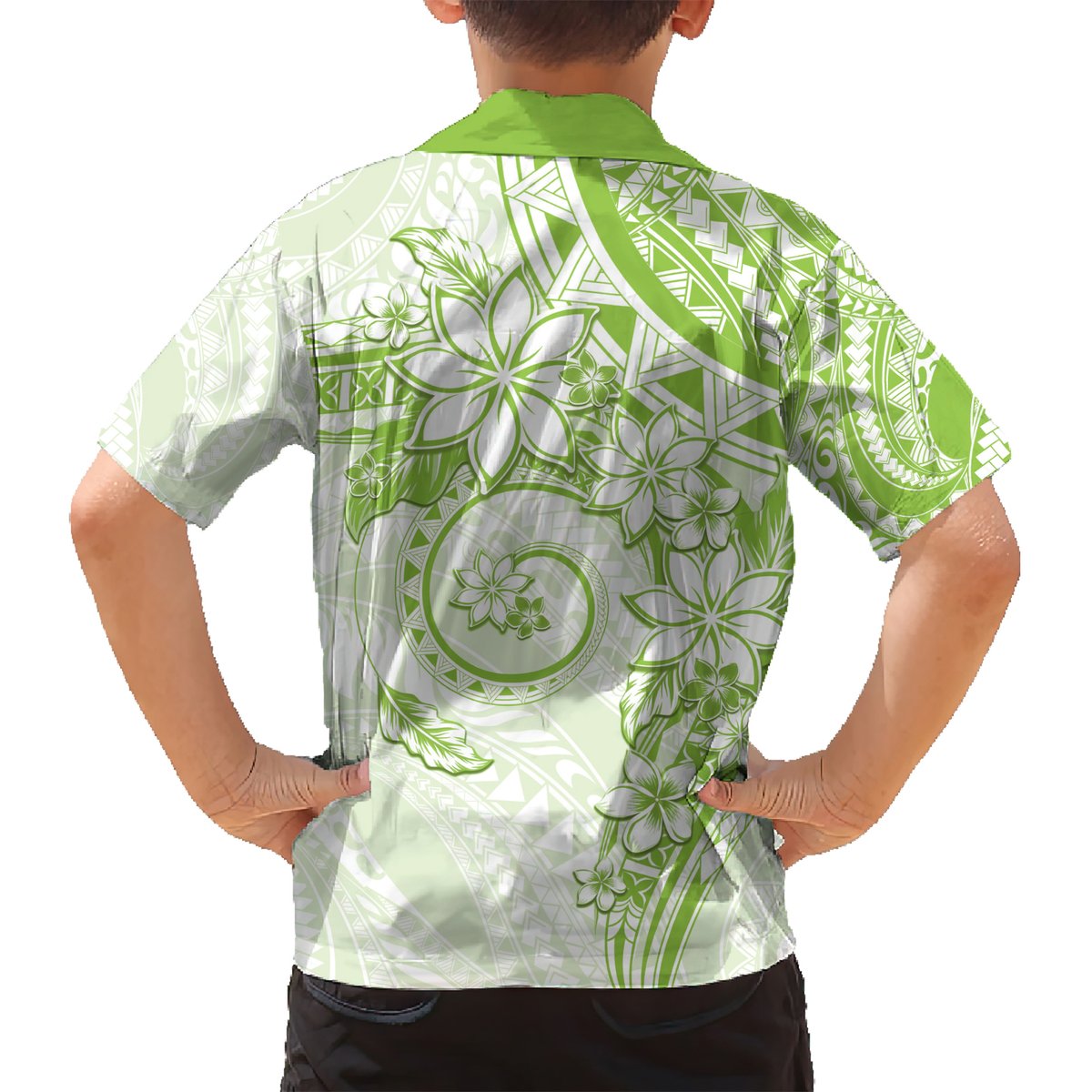Polynesian Pattern With Plumeria Flowers Hawaiian Shirt Lime Green LT05 - Polynesian Pride
