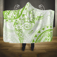 Polynesian Pattern With Plumeria Flowers Hooded Blanket Lime Green LT05 One Size Lime Green - Polynesian Pride