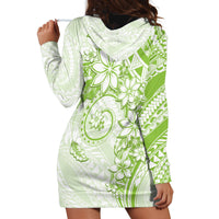 Polynesian Pattern With Plumeria Flowers Hoodie Dress Lime Green LT05 - Polynesian Pride