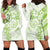 Polynesian Pattern With Plumeria Flowers Hoodie Dress Lime Green