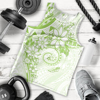 Polynesian Pattern With Plumeria Flowers Men Tank Top Lime Green LT05 - Polynesian Pride