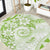 Polynesian Pattern With Plumeria Flowers Round Carpet Lime Green