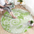 Polynesian Pattern With Plumeria Flowers Round Carpet Lime Green