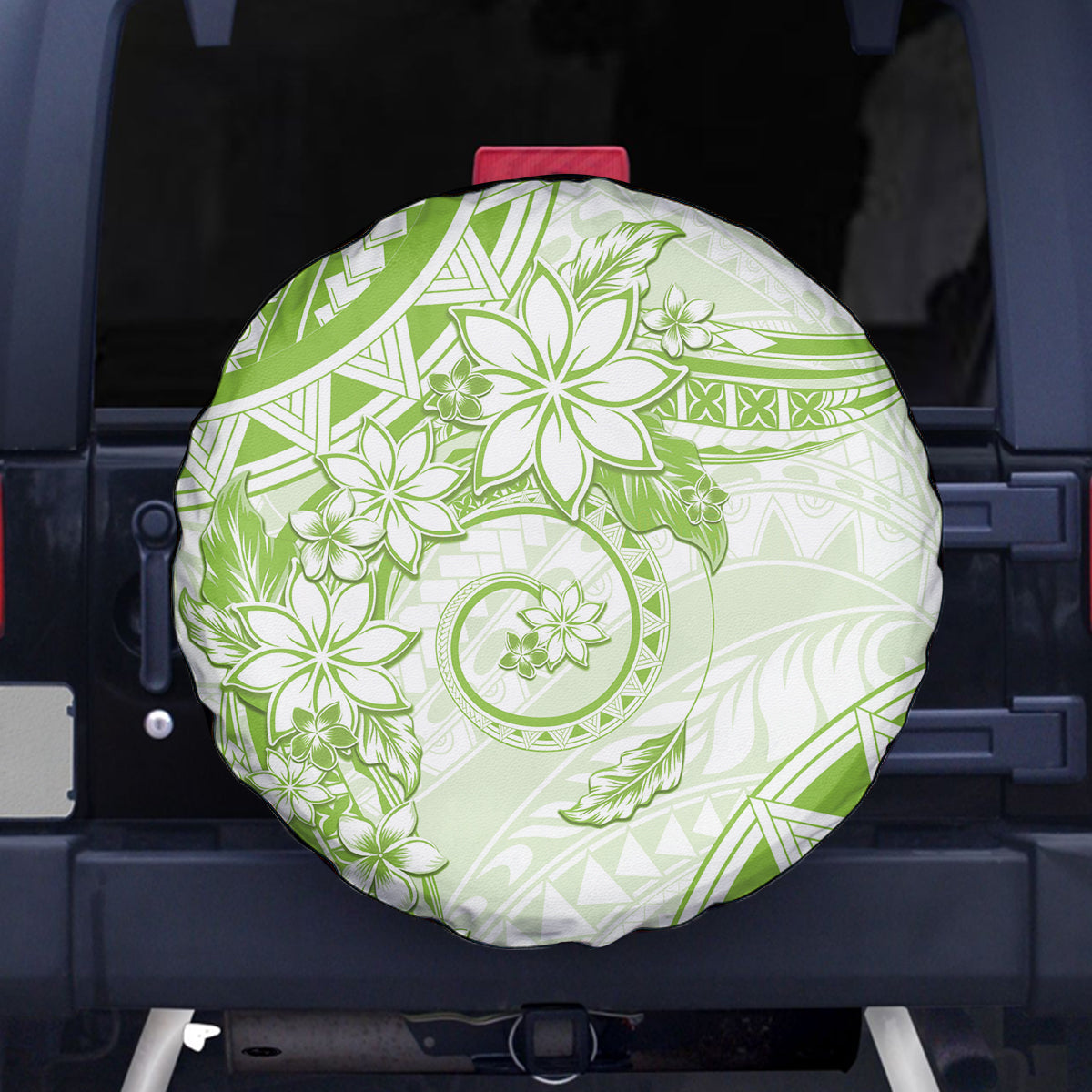 Polynesian Pattern With Plumeria Flowers Spare Tire Cover Lime Green LT05 - Polynesian Pride