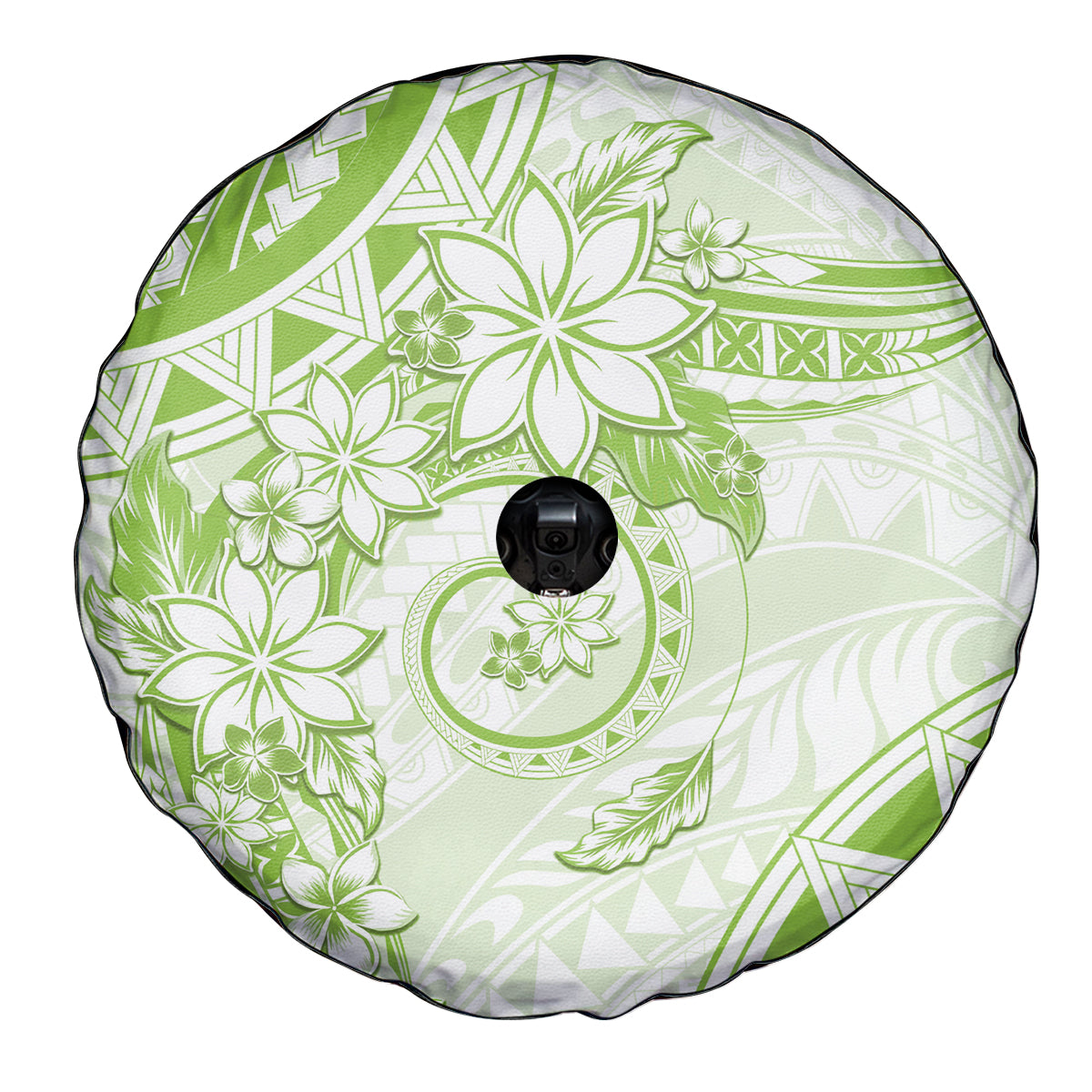 Polynesian Pattern With Plumeria Flowers Spare Tire Cover Lime Green LT05 - Polynesian Pride