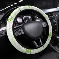 Polynesian Pattern With Plumeria Flowers Steering Wheel Cover Lime Green LT05 Universal Fit Lime Green - Polynesian Pride
