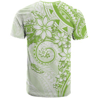 Polynesian Pattern With Plumeria Flowers T Shirt Lime Green