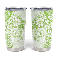 Lime Green Polynesian Pattern With Plumeria Flowers Tumbler Cup