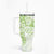 Lime Green Polynesian Pattern With Plumeria Flowers Tumbler With Handle