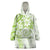 Polynesian Pattern With Plumeria Flowers Wearable Blanket Hoodie Lime Green