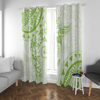 Polynesian Pattern With Plumeria Flowers Window Curtain Lime Green LT05 With Grommets Lime Green - Polynesian Pride