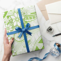 Polynesian Pattern With Plumeria Flowers Wrapping Paper Lime Green LT05 - Polynesian Pride