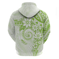 Polynesian Pattern With Plumeria Flowers Zip Hoodie Lime Green