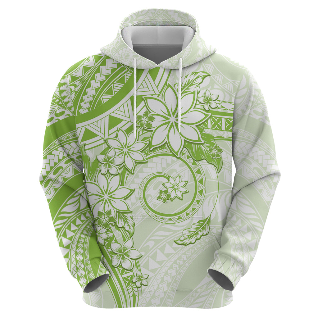 Polynesian Pattern With Plumeria Flowers Zip Hoodie Lime Green